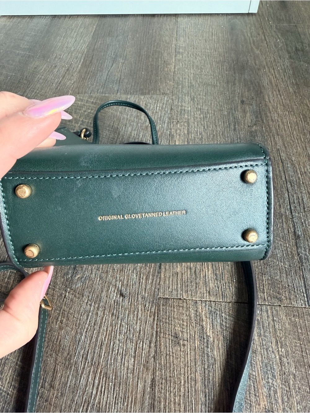 Coach Dark Green Leather Mini cashin Crossbody Tote - Picture 4 of 6